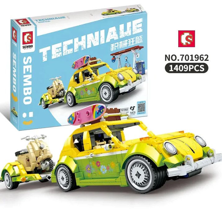 Hippie Käfer mit Anhänger und Tankstelle Hippie Käfer mit Anhänger und Tankstelle